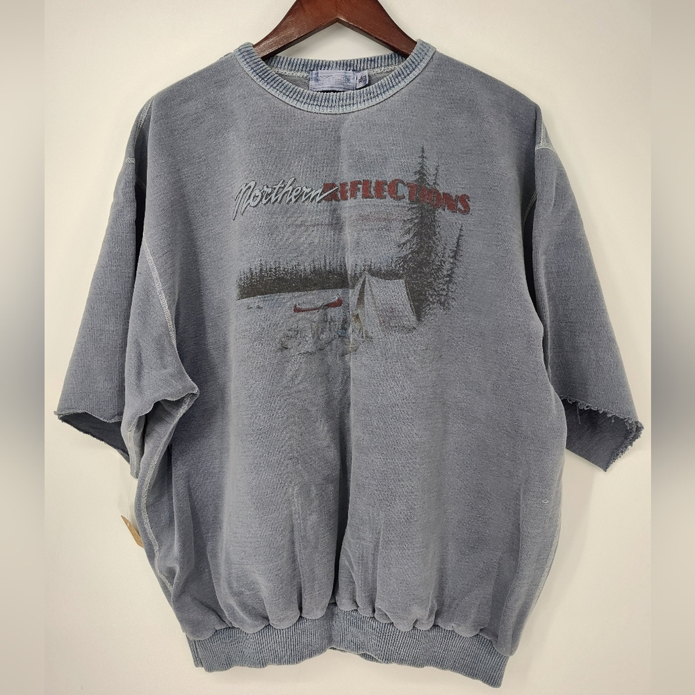Vintage Northern Reflections Blu/Grey Crewneck Short Sleeve Sweatshirt Size XL